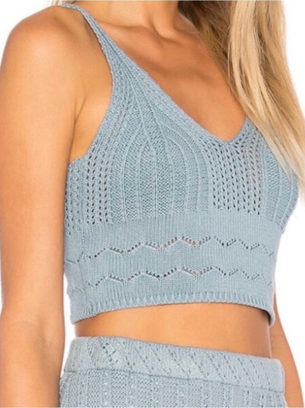 House of Harlow sweater tank Light Blue Knit Crop Tank size M